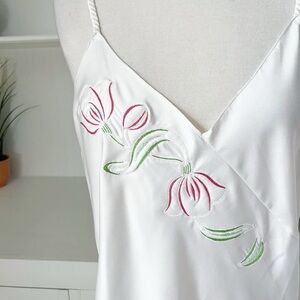 Make offer! Saks Fifth Avenue White Long Floral Embroidery Slip Dress Medium